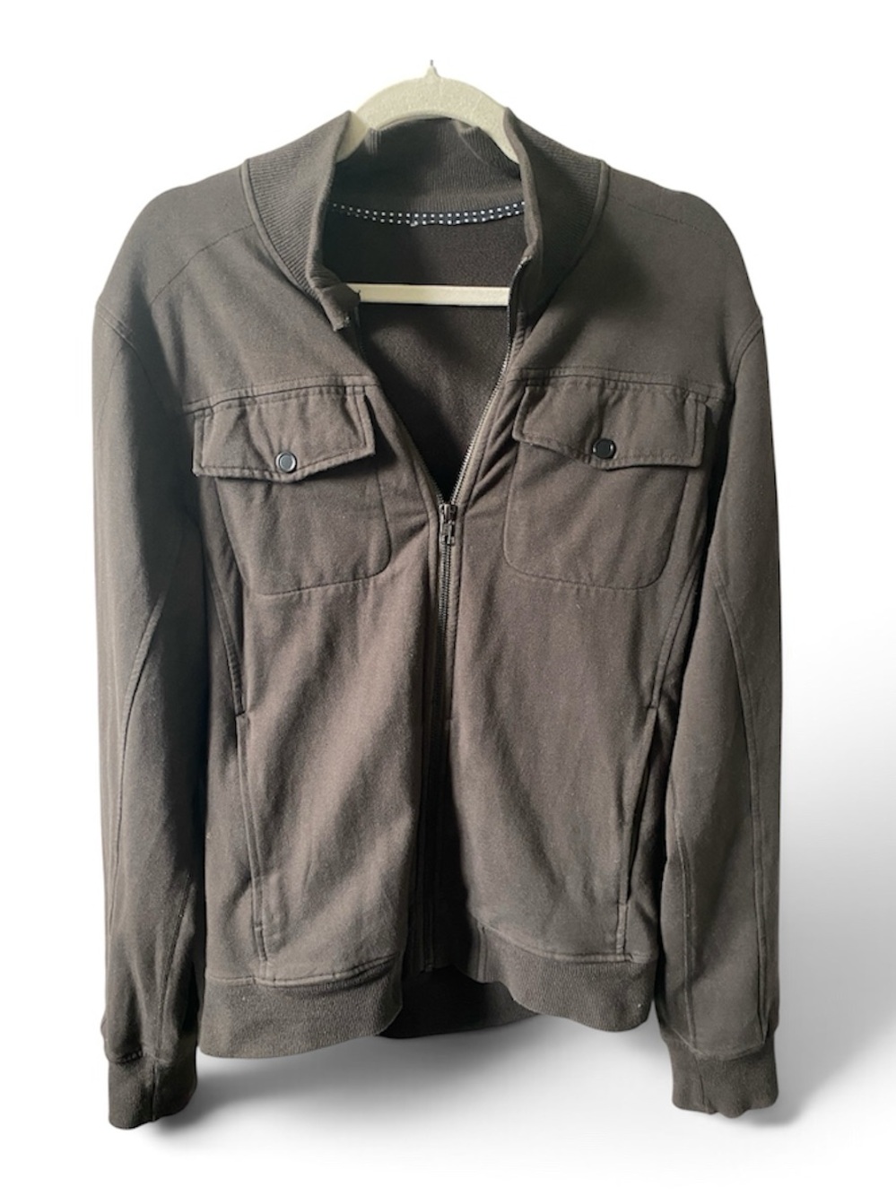 Vintage LULULEMON Men's Brown Full-Zip Cotton Blend Utility Jacket Sweater M